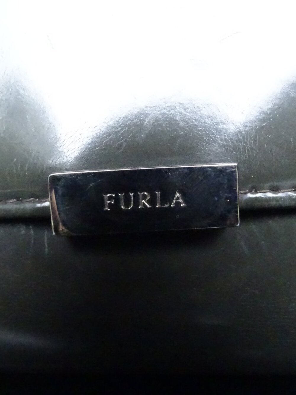 Furla Grey Green Leather Trifold Wallet Italian Designer Coin Pocket Card Slots